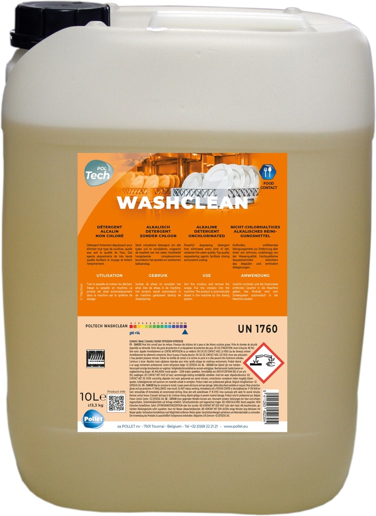 POLTECH WASHCLEAN (10L) Détergent de lavage lave vaisselle
