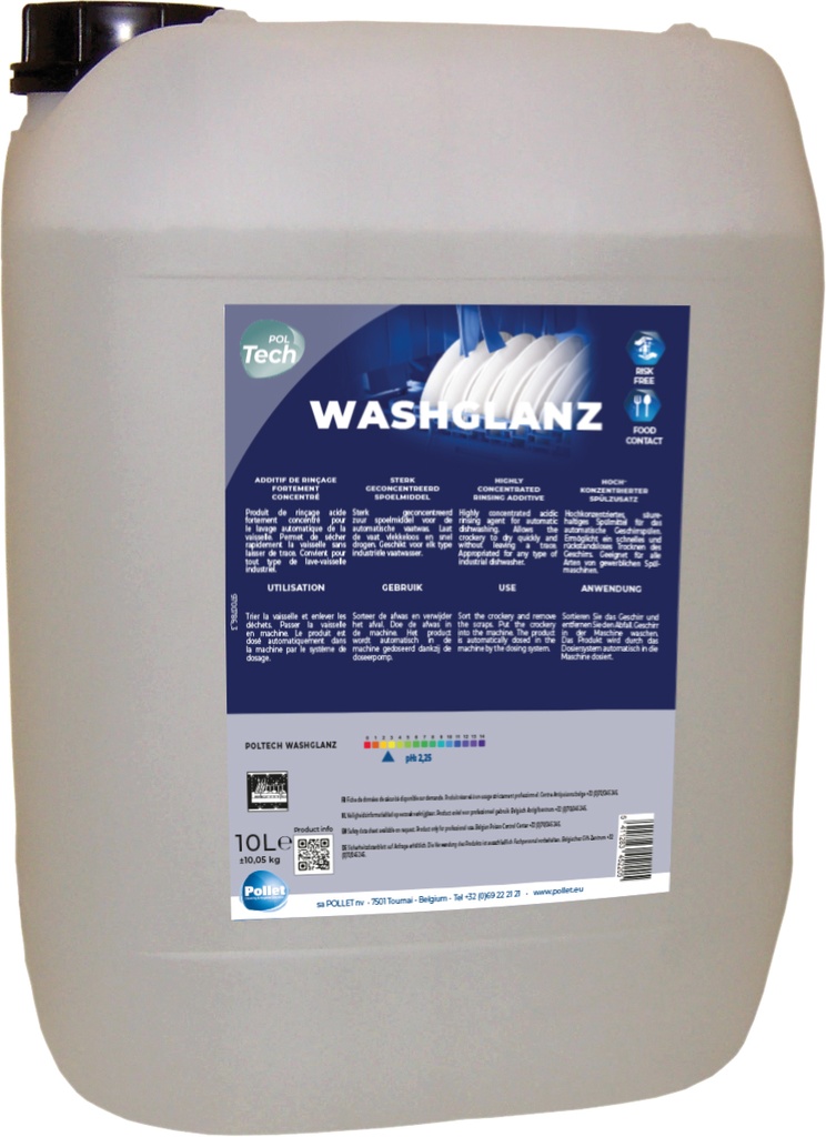 [4512023] POLTECH WASHGLANZ (10L) Produit de rinçage lave vaisselle concentré