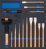 [4045BG] BGS - 4045 - Insert de servante d'atelier 2/3 : Pointeaux, burins, chasse-goupilles 14 pièces