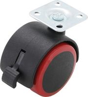 BGS - 80338 - Roue double / pivotante avec frein rouge/noire 50 mm