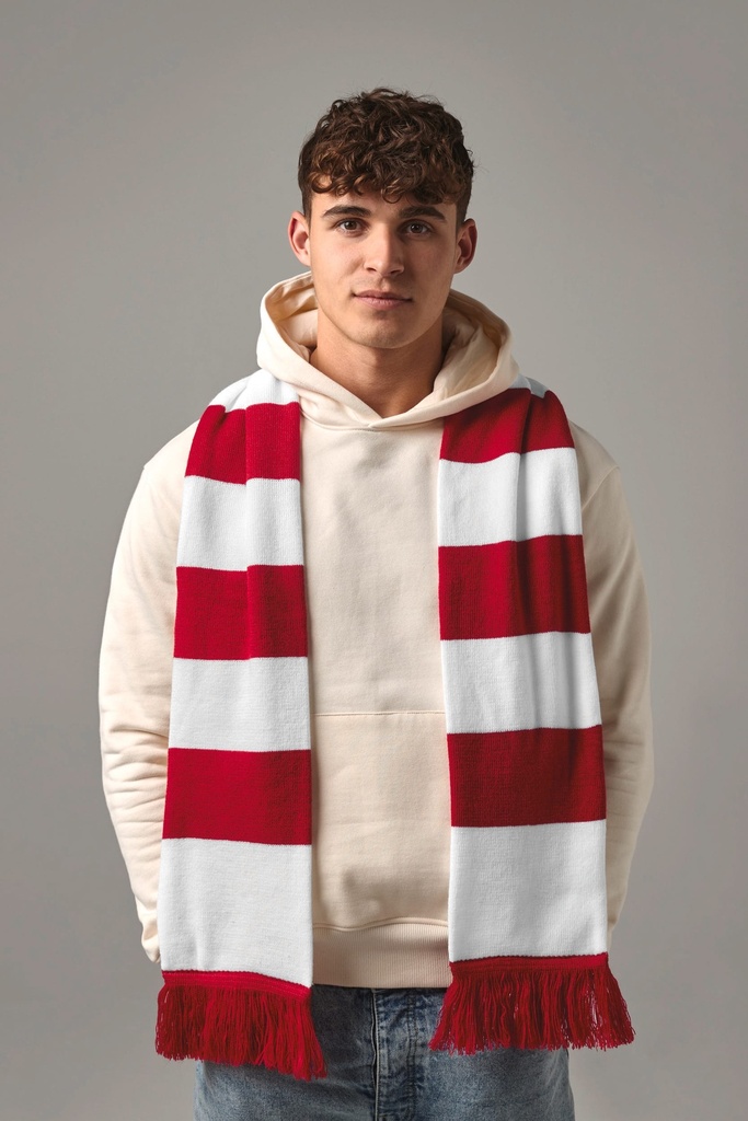 [B479-Black_ClassicRed-OneSize] B479 - Écharpe rayée Stadium  - Black_ClassicRed