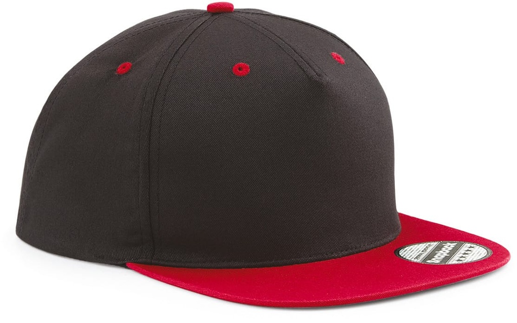 [B610C-Black_Grey-OneSize] B610C - Casquette Snapback contrastée - 5 panneaux - Black_Grey