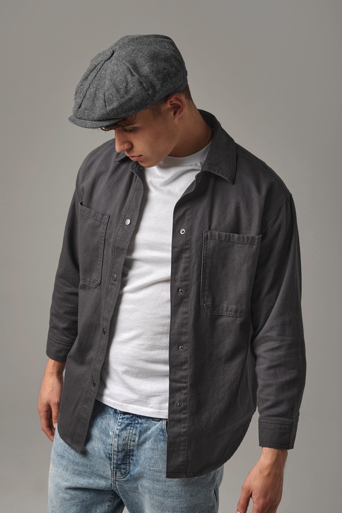 [B628-NavyHerringbone-S/M] B628 - Casquette gavroche "Heritage" - NavyHerringbone (S/M)
