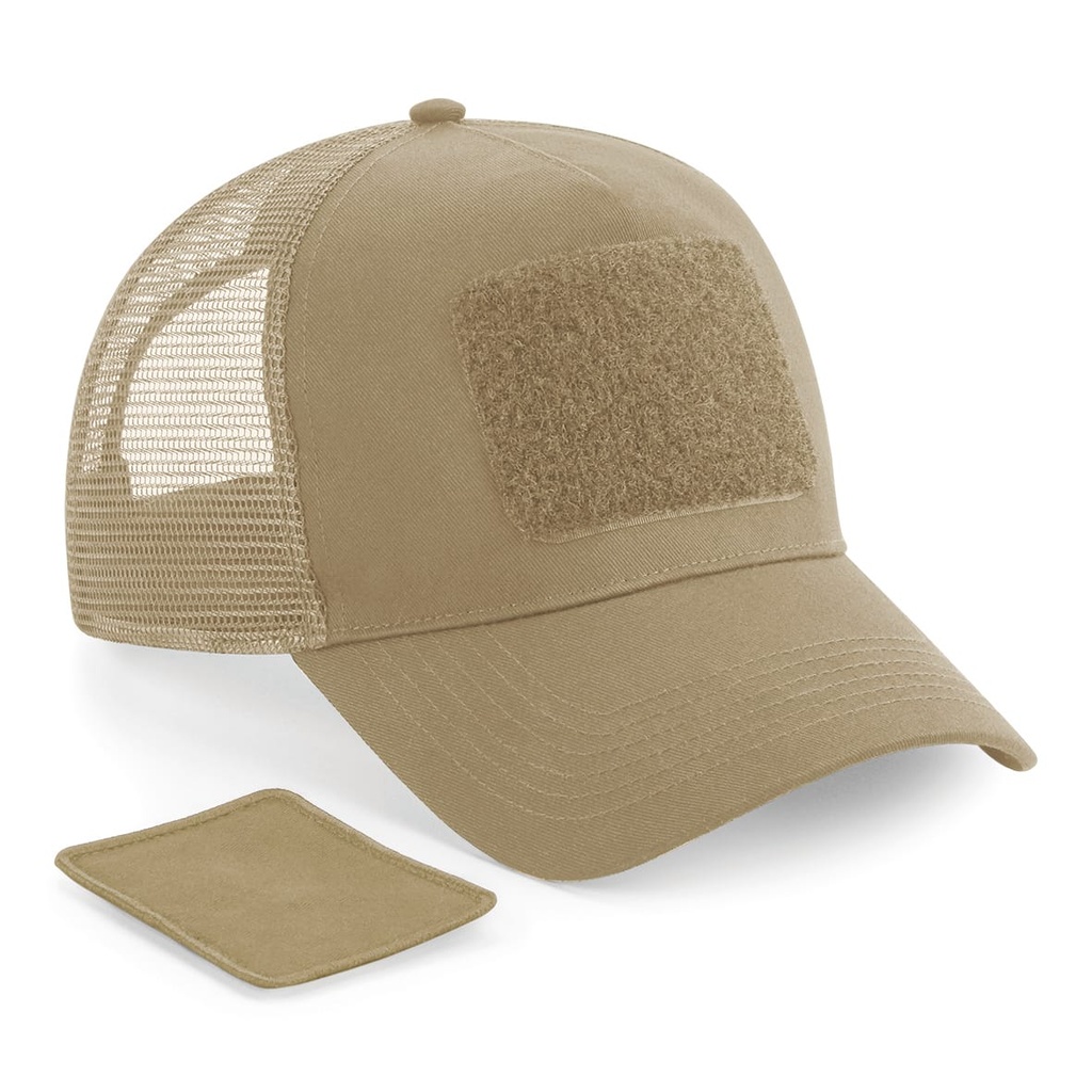 [B641-Black-OneSize] B641 - Casquette Filet Réglable à l'Arrière avec Patch Amovible - Black