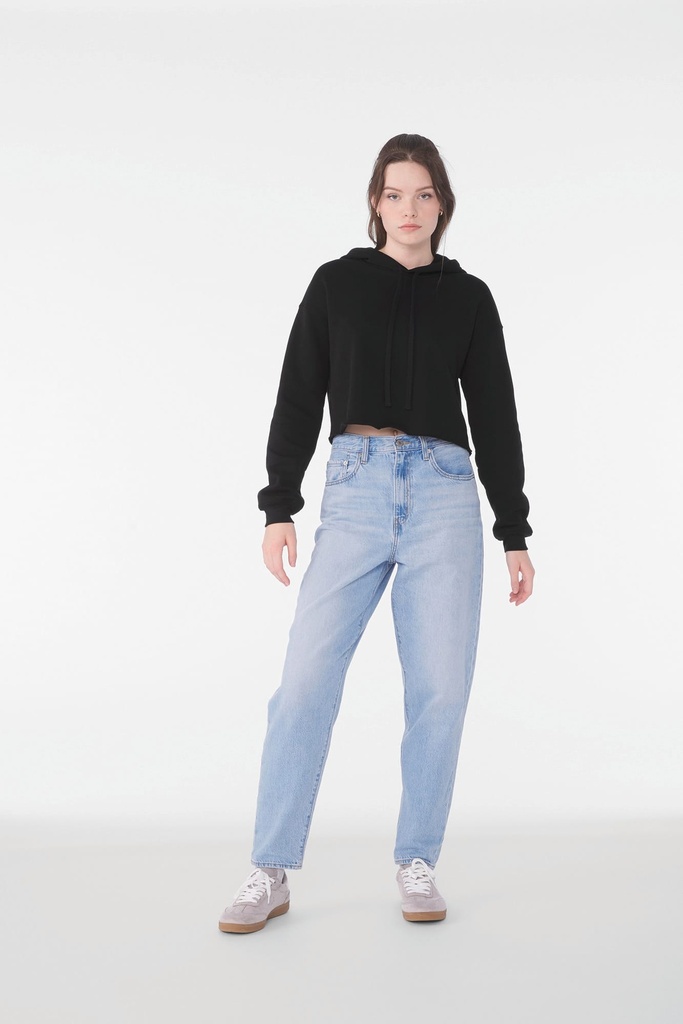 [BE7502-DarkGreyHeather-S] BE7502 - Sweat-shirt crop à capuche femme - DarkGreyHeather (S)