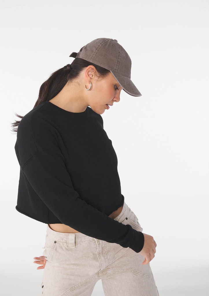 [BE7503-DeepHeather-S] BE7503 - Sweat-shirt crop femme - DeepHeather (S)