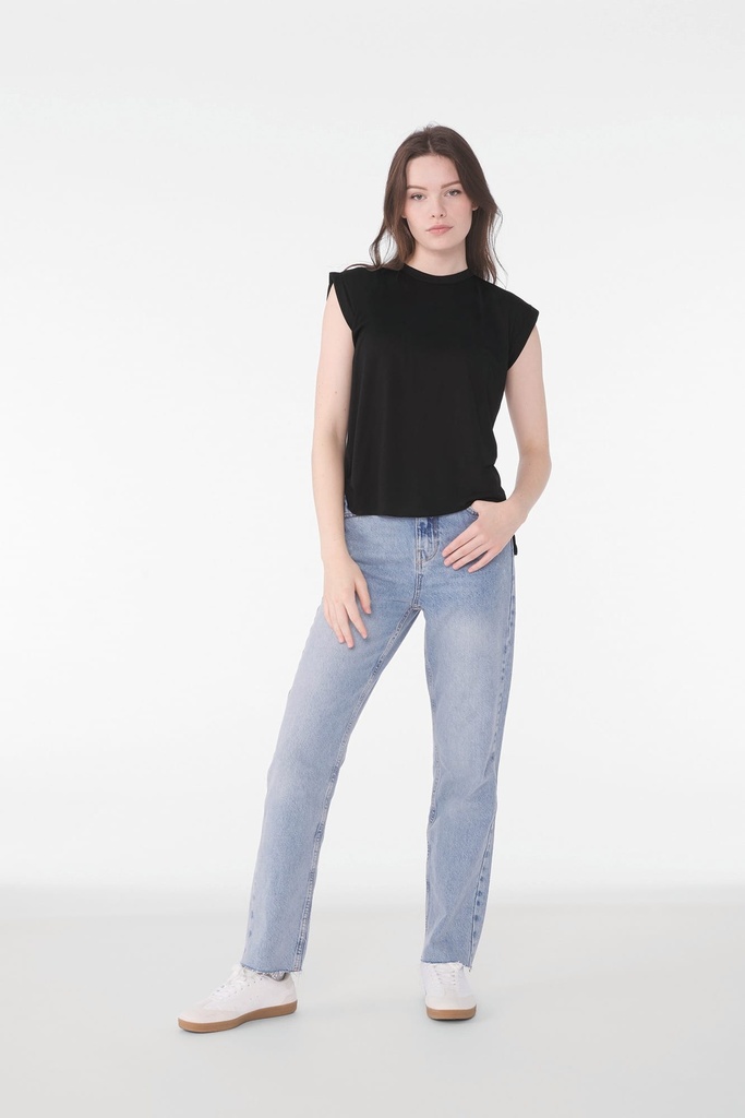 [BE8804-DarkGreyHeather-S] BE8804 - T-shirt Flowy à manches roulottées - DarkGreyHeather (S)