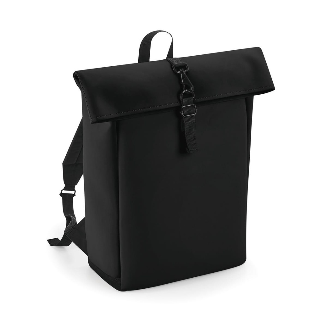 BG335 - Sac à dos avec rabat roll-top en polyuréthane mat - Black
