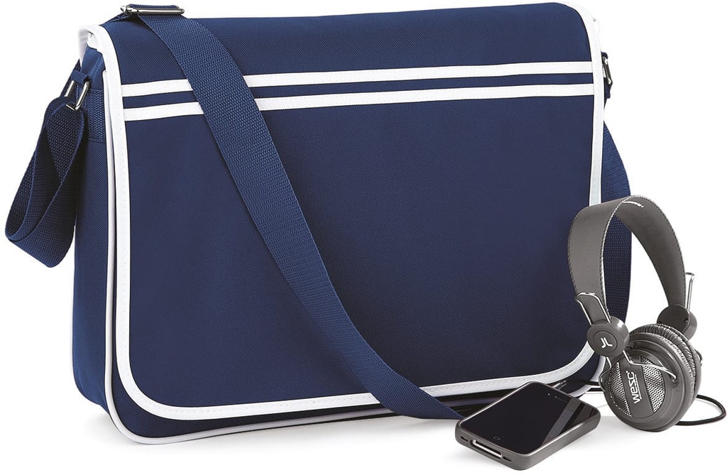 [BG71-Black_White-OneSize] BG71 - Sac messenger rétro - Black_White