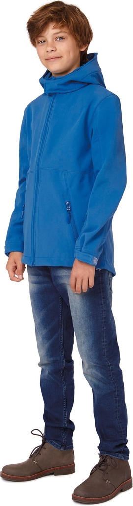 [CGJK969-Black-7/8ans] CGJK969 - Veste softshell capuche enfant - Black (7/8 ANS)