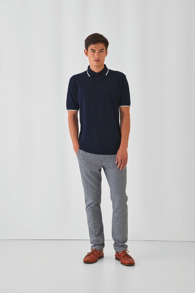 [CGPU413-Navy_White-S] CGPU413 - Polo Safran Sport - Navy_White (S)
