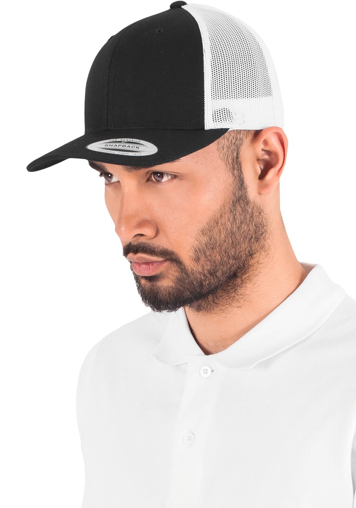 [FL6606T-Navy_White-OneSize] FL6606T - Casquette retro trucker bicolore - Navy_White
