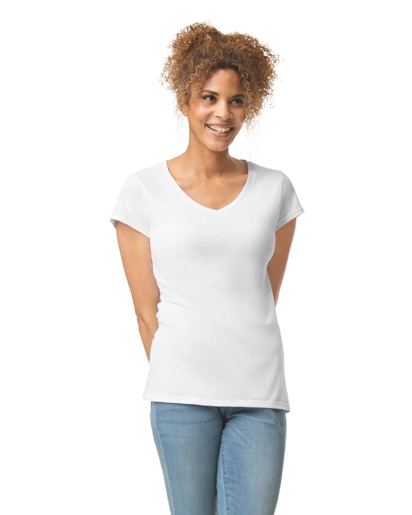 [GI64V00L-RSSportGrey-S] GI64V00L - T-shirt femme col v Softstyle - RSSportGrey (S)
