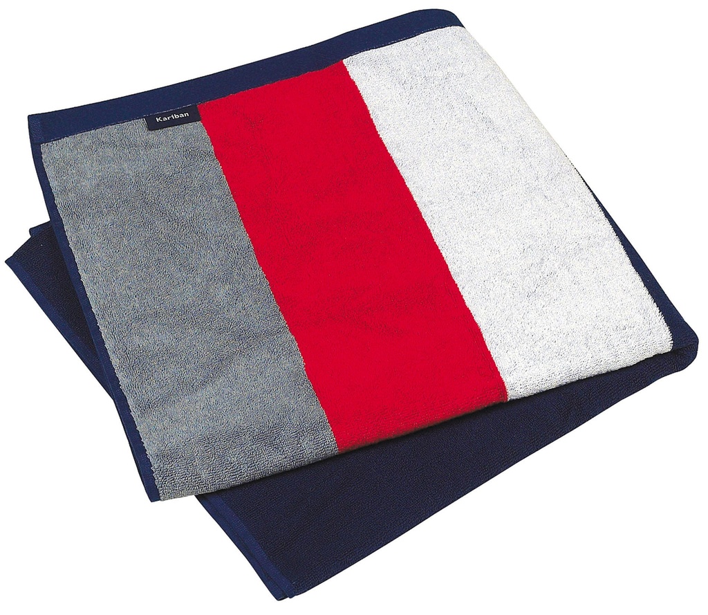 [K121-Grey/Red/White/Navy-OneSize] K121 - Drap de plage rayé - Grey/Red/White/Navy