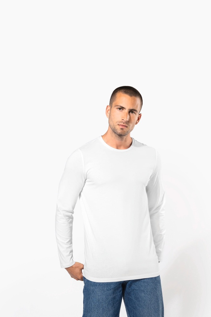 [K3016-Lightgreyheather-S] K3016 - T-shirt col rond manches longues homme - Lightgreyheather (S)