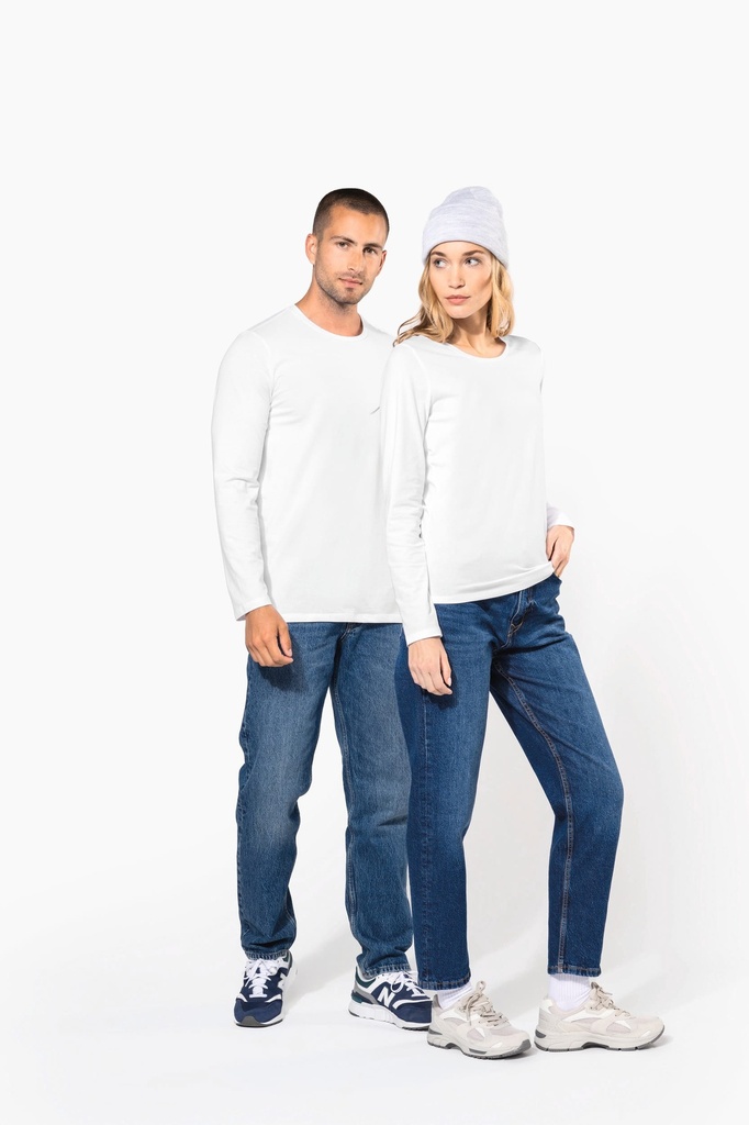 K3017 - T-shirt col rond manches longues femme - Lightgreyheather