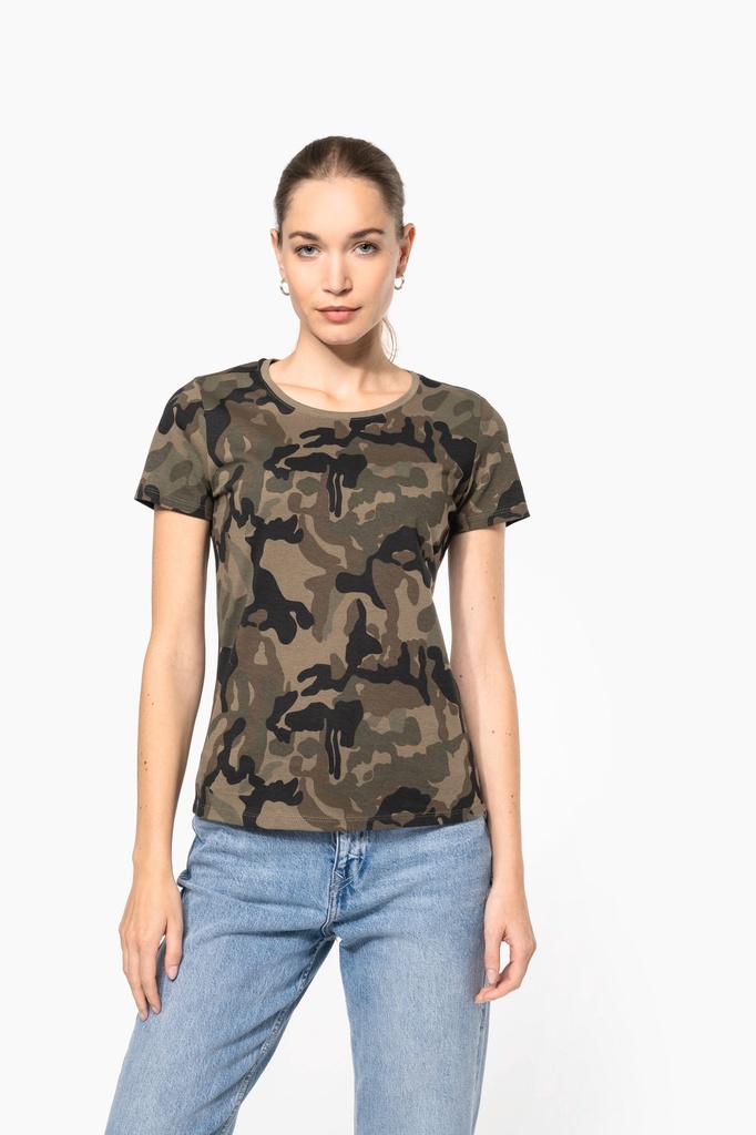 [K3031-GreyCamouflage-XS] K3031 - T-shirt camo manches courtes femme - GreyCamouflage (XS)