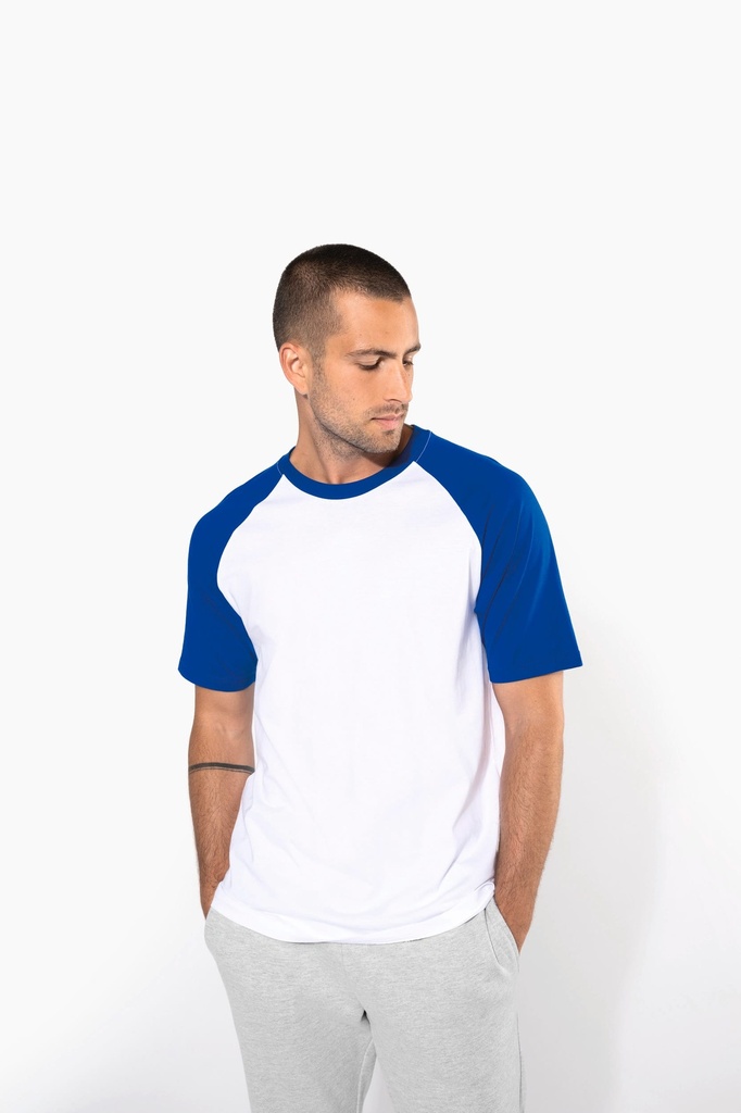 [K330-Navy_Orange-S] K330 - Baseball > t-shirt bicolore manches courtes - Navy_Orange (S)