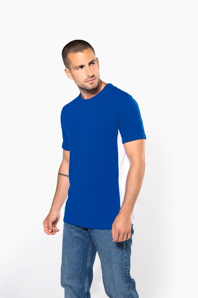 [K340-Lime_White-S] K340 - Tiger > t-shirt bicolore manches courtes - Lime_White (S)