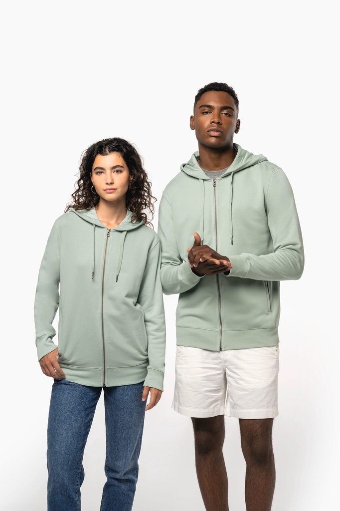 [K4008-Black-2XS] K4008 - Sweat-shirt french terry écoresponsable zippé à capuche unisexe - Black (2XS)