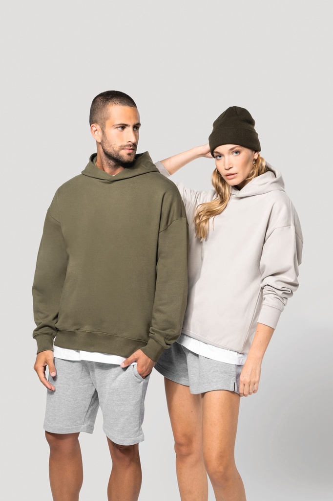 [K4018-Black-2XS] K4018 - Sweatshirt à capuche molleton oversize unisexe - Black (2XS)