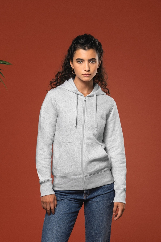 [K4031-LightOrange-XS] K4031 - Sweat-shirt écoresponsable zippé à capuche femme - LightOrange (XS)