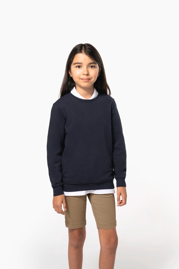 [K4038-White-12/14ans] K4038 - Sweat-shirt col rond enfant - White (12/14 ANS)