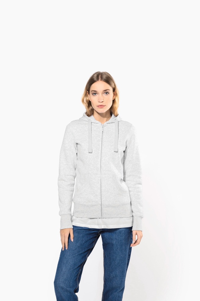 [K464-Red-XS] K464 - Sweat-shirt zippé capuche femme - Red (XS)
