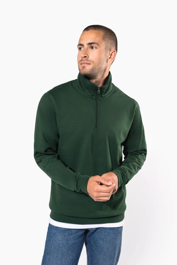 [K478-DarkKhaki-XS] K478 - Sweat-shirt col zippé homme - DarkKhaki (XS)