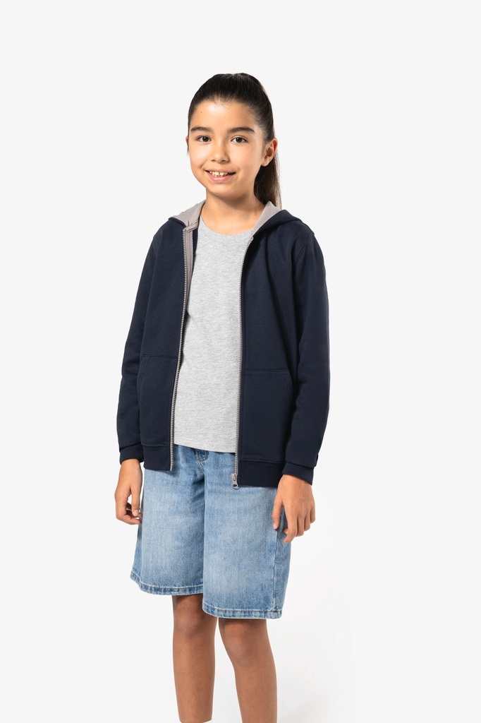 [K486-Navy_FineGrey-12/14ans] K486 - Sweat-shirt zippé capuche enfant - Navy_FineGrey (12/14 ANS)