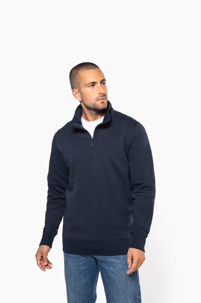 [K487-Red-XS] K487 - Sweat-shirt col zippé homme - Red (XS)