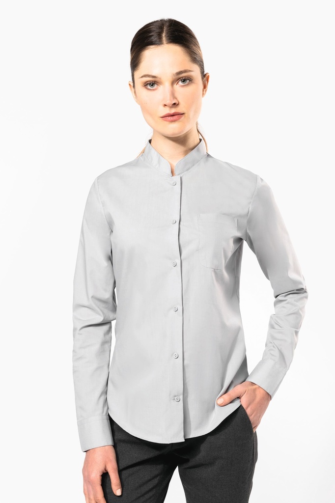 [K514-Zinc-XS] K514 - Chemise col mao manches longues femme - Zinc (XS)