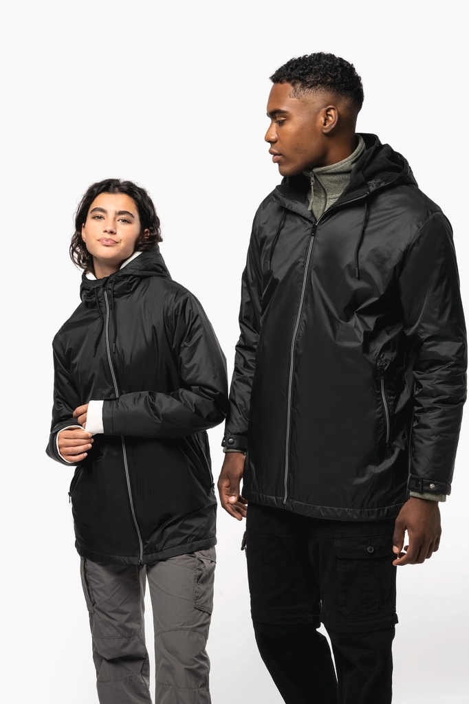 [K6153-Silver-XS] K6153 - Veste à capuche avec doublure en micropolaire unisexe - Silver (XS)
