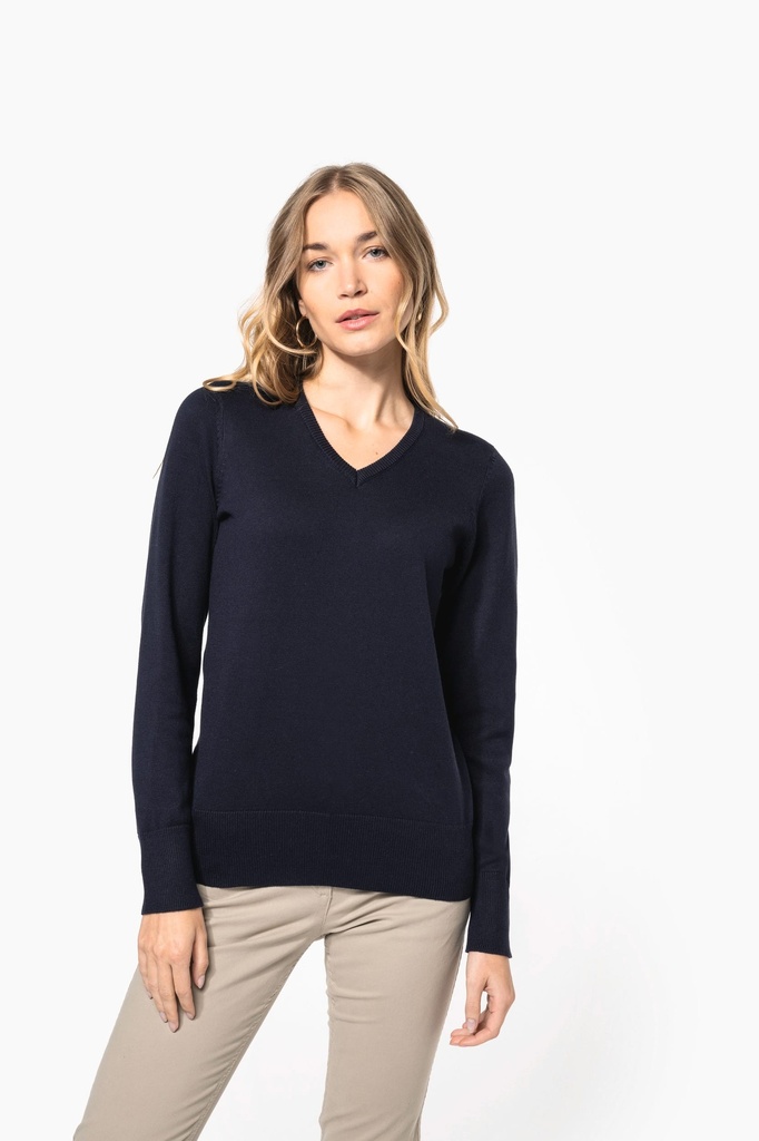 [K966-Navy-XS] K966 - Pull col V femme - Navy (XS)