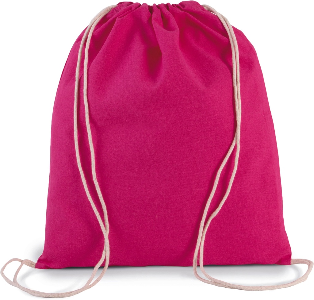 [KI0147-DarkPink-OneSize] KI0147 - Petit sac à dos en coton bio avec cordelettes - DarkPink