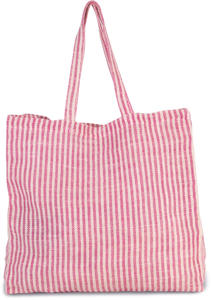 [KI0236-IrisBlue_Natural-OneSize] KI0236 - Sac shopping à rayures en juco - IrisBlue_Natural