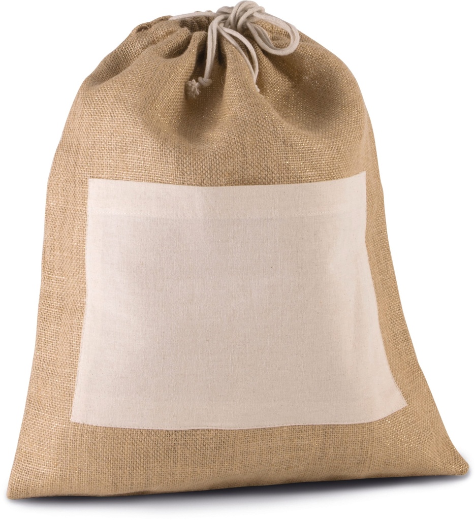 [KI0239-Natural_Gold-OneSize] KI0239 - Sac en toile de jute avec cordelettes - Natural_Gold