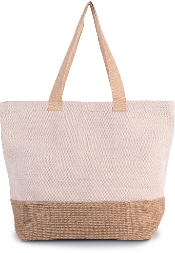 [KI0258-PatriotBlue_Natural-OneSize] KI0258 - Sac de shopping fourre-tout esprit rustique - PatriotBlue_Natural