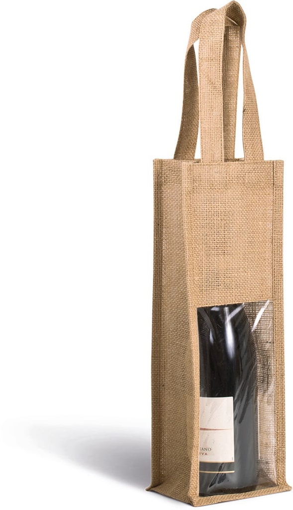 [KI0267-Natural-OneSize] KI0267 - Sac porte-bouteille en jute - Natural