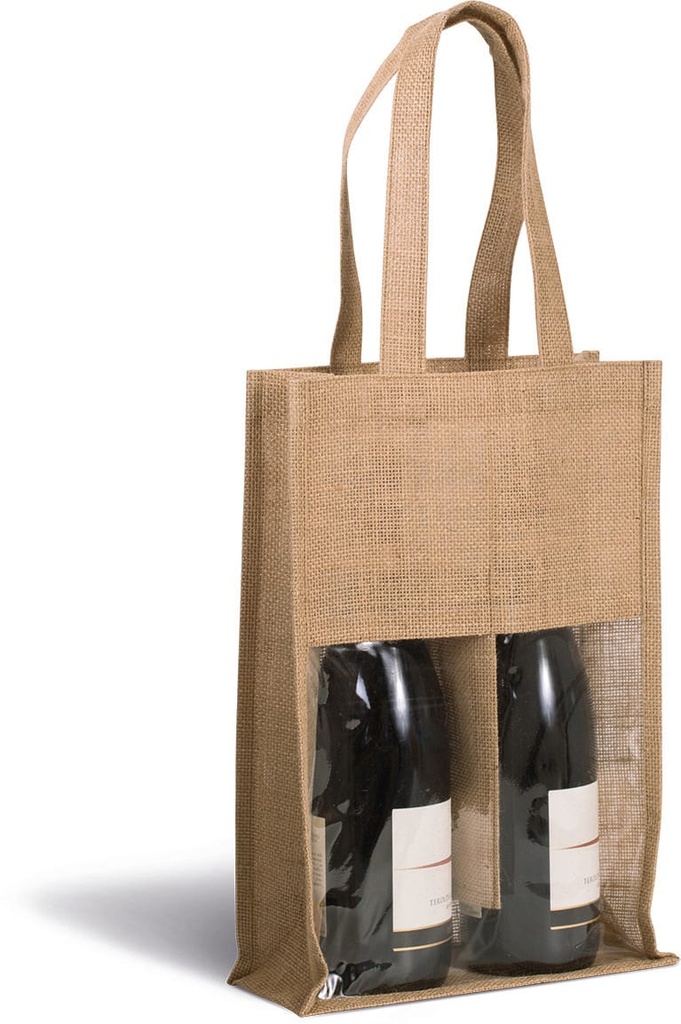 [KI0268-Natural-OneSize] KI0268 - Sac porte-bouteilles en jute - Natural