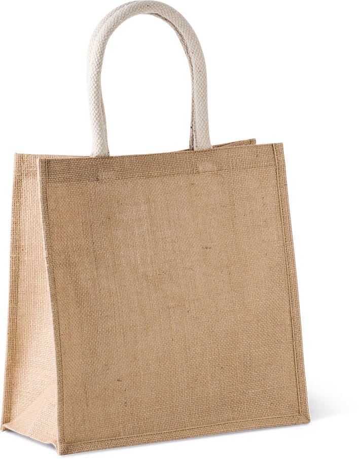 [KI0274-Turquoise-OneSize] KI0274 - Sac style cabas en toile de jute - grand modèle - Turquoise