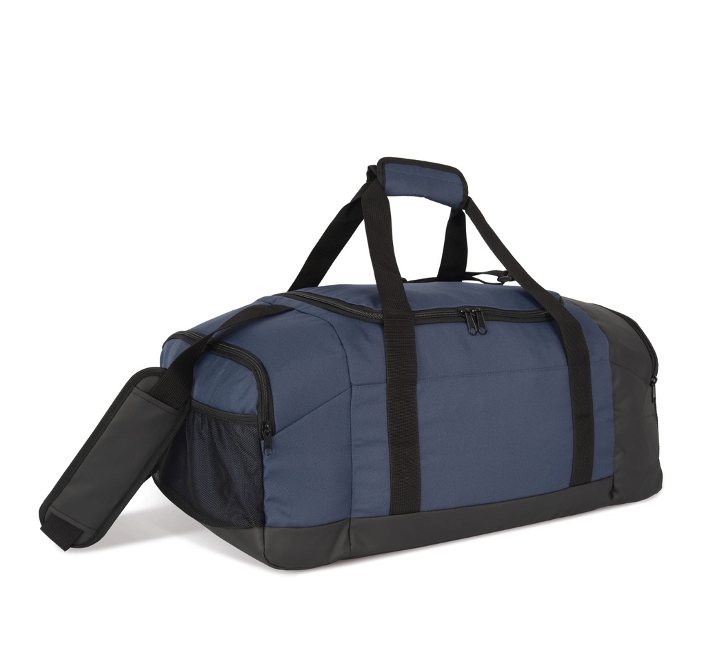 [KI0650-Black-OneSize] KI0650 - Sac de sport recyclé avec double compartiment latéral - Black