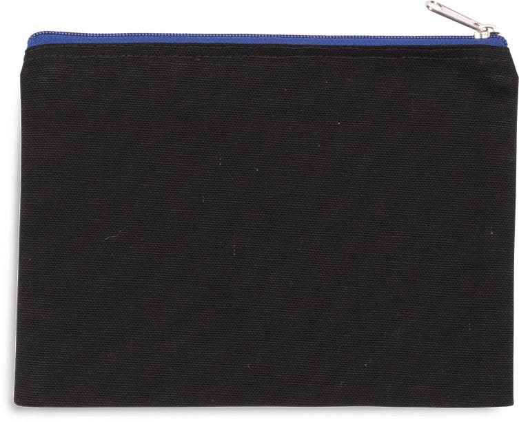 [KI0721-Black_RoyalBlue-OneSize] KI0721 - Pochette en coton canvas - modèle moyen - Black_RoyalBlue