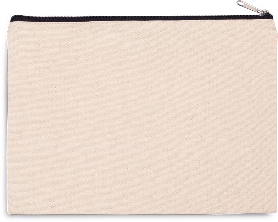 [KI0722-Natural_Black-OneSize] KI0722 - Pochette en coton canvas - grand modèle - Natural_Black