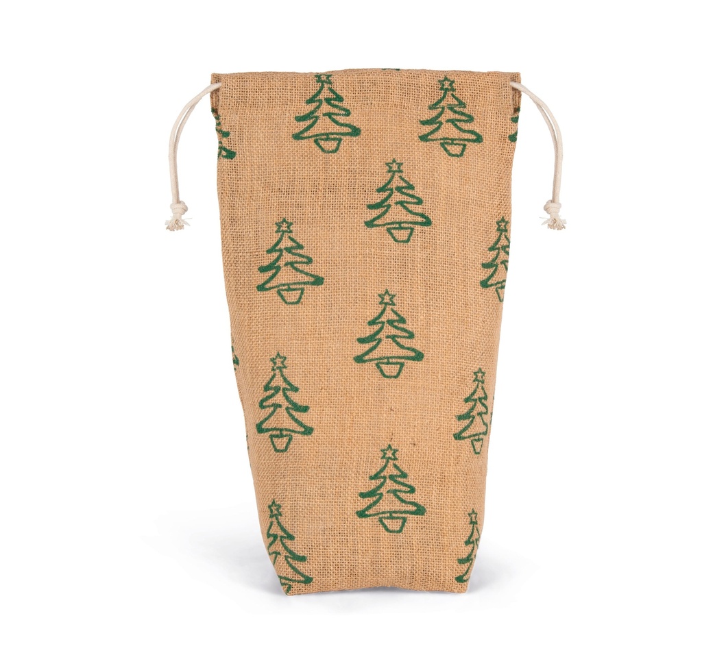 [KI0726-Natural_DarkGreen-OneSize] KI0726 - Porte-bouteille avec motifs de Noël - Natural_DarkGreen