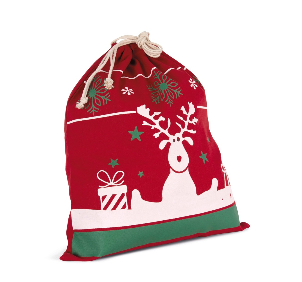 [KI0735-CherryRed-OneSize] KI0735 - Sac avec cordon motifs de Noël - CherryRed