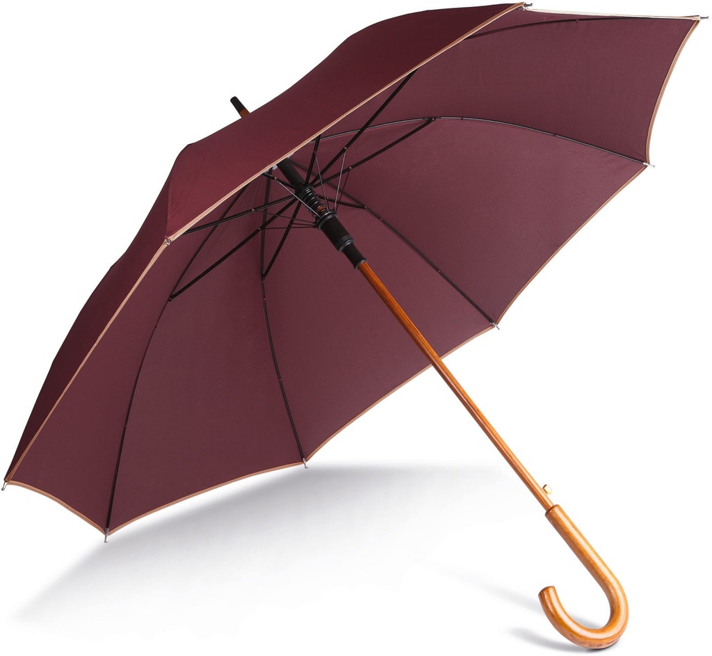 [KI2020-DarkGrey_Beige-OneSize] KI2020 - Parapluie mât en bois - DarkGrey_Beige