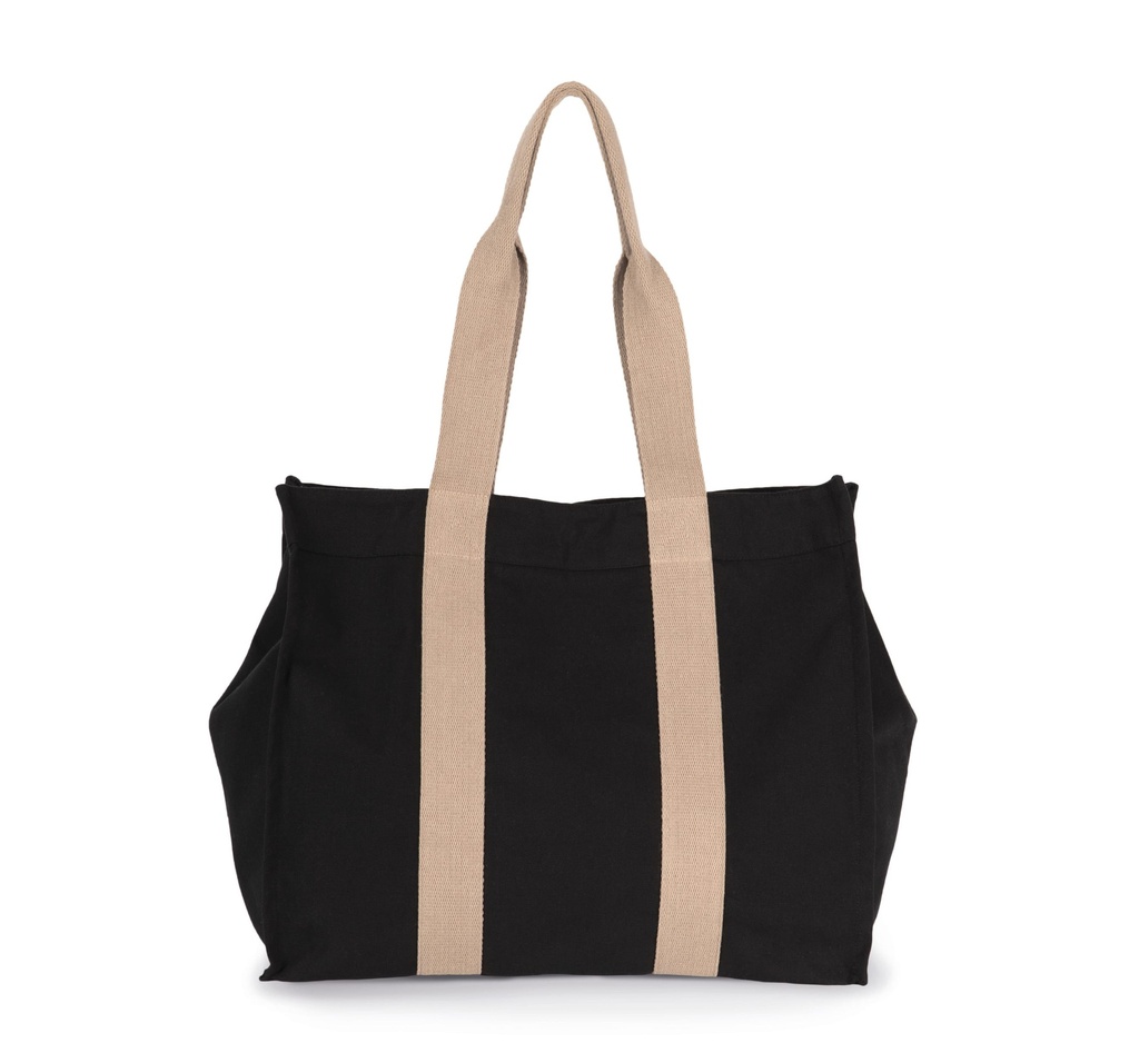 [KI5201-BlackNight_Hemp-OneSize] KI5201 - Grand sac shopping à soufflet recyclé - BlackNight_Hemp
