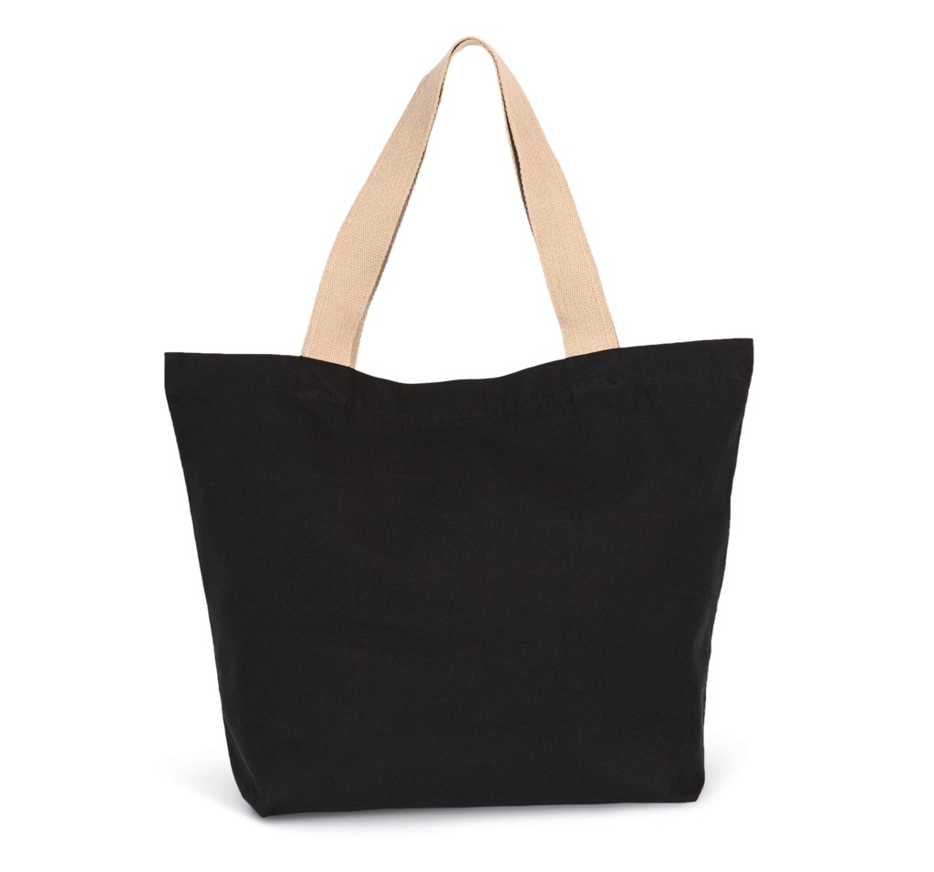 [KI5204-BlackNight_Hemp-OneSize] KI5204 - Grand sac shopping recyclé à fond plat - BlackNight_Hemp
