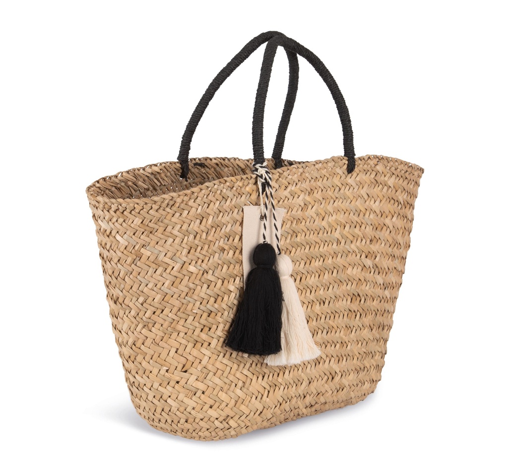[KI5225-Straw-OneSize] KI5225 - Panier shopping en paille - Straw